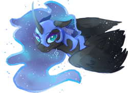 Size: 690x500 | Tagged: safe, artist:thelionmedal, nightmare moon, alicorn, pony, black coat, female, mare, simple background, solo, transparent background