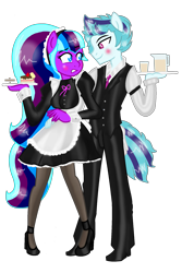 Size: 1313x1961 | Tagged: safe, artist:serennarae, oc, oc only, anthro, equestria girls, blushing, clothes, high heels, maid