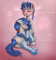 Size: 1800x1922 | Tagged: safe, artist:rain-gear, oc, oc only, oc:kickassking, blushing, clothes, plot, rule 63, self ponidox, selfcest, shipping, socks, striped socks