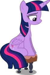 Size: 3997x6000 | Tagged: safe, artist:slb94, twilight sparkle, twilight sparkle (alicorn), alicorn, pony, amending fences, female, frown, looking down, mare, sad, simple background, sitting, solo, stool, transparent background, vector