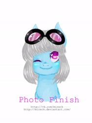 Size: 1536x2048 | Tagged: safe, artist:mireck, photo finish, cute, glasses, one eye closed