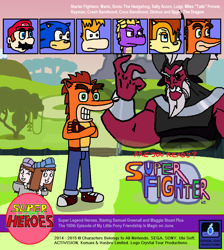 Size: 950x1062 | Tagged: safe, artist:mighty355, lord tirek, oc, crash bandicoot, crossover, mario, rayman, sally acorn, sonic the hedgehog, sonic the hedgehog (series), spyro the dragon, super mario bros.