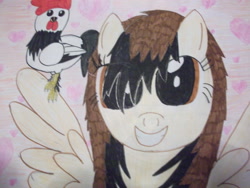 Size: 4000x3000 | Tagged: safe, artist:tiffanykip, oc, oc only, chicken, irl, photo, ponysona, traditional art