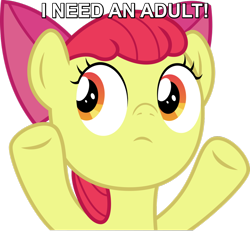 Size: 1060x1024 | Tagged: safe, artist:1apeepa, apple bloom, i need an adult, image macro, meme, solo