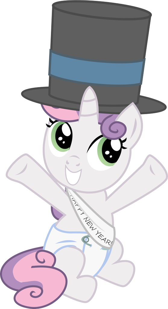 2111535 Safe Artist Eagle1division Sweetie Belle Diaper Hat New Year Sash Simple