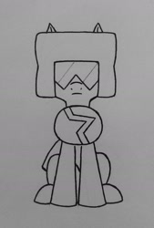 Size: 1202x1776 | Tagged: safe, artist:rainygirl3100, garnet, garnet (steven universe), monochrome, ponified, solo, steven universe