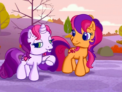 Size: 640x480 | Tagged: safe, screencap, scootaloo, sweetie belle, g3.5, twinkle wish adventure, cutie mark, sweetie derp