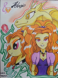 Size: 1536x2048 | Tagged: safe, artist:emichaca, adagio dazzle, pony, siren, equestria girls, rainbow rocks, equestria girls ponified, ponified, solo, traditional art