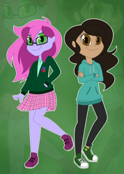 Size: 1280x1795 | Tagged: safe, artist:estrill, oc, oc only, oc:cookiebutt, oc:wildberry, equestria girls, clothes, converse, duo, equestria girls-ified, humanized, shoes