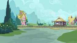 Size: 1279x717 | Tagged: safe, screencap, background, golden oaks library, no pony, ponyville, railroad