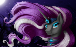 Size: 1668x1043 | Tagged: safe, artist:g-glory, derpibooru import, nightmare rarity, moon, solo