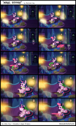 Size: 1870x3067 | Tagged: safe, artist:dsana, spike, twilight sparkle, twilight sparkle (alicorn), alicorn, dragon, pony, comic, cuddling, cute, dsana is trying to murder us, eyes closed, female, frown, hug, magic, mama twilight, mare, nuzzling, paper, prone, reading, smiling, snuggling, sofa, spikelove, telekinesis, wide eyes, wink