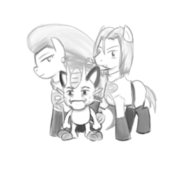 Size: 800x800 | Tagged: safe, artist:unsavorydom, james, jessie, meowth, monochrome, pokémon, sketch, steve buscemi, team rocket, wat