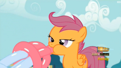 Size: 1280x720 | Tagged: safe, screencap, scootaloo, the one where pinkie pie knows, balloon, solo