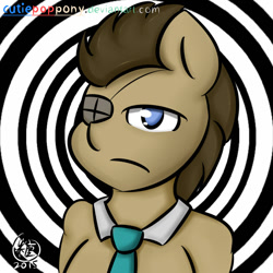 Size: 800x800 | Tagged: safe, artist:cutiepoppony, doctor whooves, anthro, circle, necktie, solo, unhappy