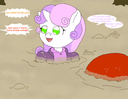 Size: 2200x1700 | Tagged: safe, artist:luckykid7, apple bloom, scootaloo, sweetie belle, anthro, ball, cutie mark crusaders, female, muck, mud, offscreen character, quicksand, sinking, swamp, sweetie fail, sweetiedumb, this will end in tears, this will end in tears and/or death, this will not end well