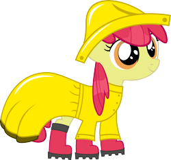 Size: 4500x4193 | Tagged: safe, artist:vectorest, apple bloom, absurd resolution, galoshes, raincoat, simple background, solo, transparent background, vector, wet mane