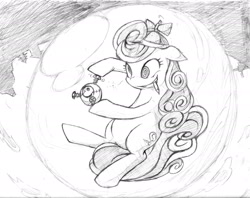 Size: 2151x1700 | Tagged: safe, artist:zaiyaki, screwball, earth pony, pony, baseball, female, hat, magnemite, mare, perfect combination, pokémon, propeller hat, screw, screwball puts screws in your balls, sketch, solo, swirly eyes