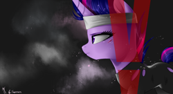 Size: 1400x764 | Tagged: safe, artist:supermare, twilight sparkle, big boss, crossover, future twilight, konami, metal gear, metal gear solid, metal gear solid 5, no fun allowed, nuclear in the comments, parody, solid sparkle, solo, song in the comments, spoilers in the comments, venom snake, video game