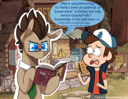 Size: 540x420 | Tagged: safe, artist:buljong, doctor whooves, human, ask, ask doctor whooves, crossover, dipper pines, glasses, gravity falls, journal #3, tumblr