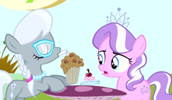 Size: 1233x720 | Tagged: safe, diamond tiara, silver spoon, pinkie pride, adorabullies, cute, diamondbetes, milkshake