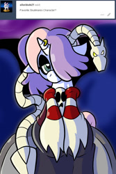 Size: 576x864 | Tagged: safe, artist:pembroke, sweetie belle, crossover, leviathan, meanie belle, skullgirls, solo, squigly