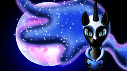 Size: 1920x1080 | Tagged: safe, artist:tsaritsaluna, nightmare moon, armor, full moon, moon, solo