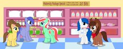 Size: 6000x2400 | Tagged: safe, artist:mintydrop2013, oc, oc only, pony, female, mare, pregnant, shopping