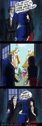 Size: 517x1540 | Tagged: safe, artist:fonora, clara oswin oswald, comic, crossover, doctor who, tardis, twelfth doctor