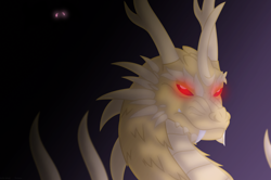 Size: 1252x832 | Tagged: safe, artist:faith-wolff, fanfic:the bridge, crossover, fanfic art, glowing eyes, godzilla (series), grand king ghidorah, gyaos, hyper gyaos, king ghidorah, male, red eyes