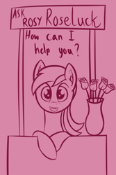 Size: 500x750 | Tagged: safe, artist:swiftnicity, roseluck, ask, askrosyroseluck, flower, monochrome, tumblr