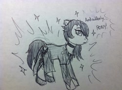 Size: 960x711 | Tagged: safe, artist:mechag11, cinder fall, monochrome, ponified, rwby, solo, traditional art