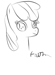 Size: 2042x2806 | Tagged: safe, artist:elusive, apple bloom, firealpaca, lineart, monochrome, solo