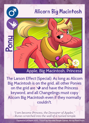 Size: 788x1088 | Tagged: safe, artist:pixel-prism, big macintosh, alicorn, pony, alicornified, card, flying, princess big mac, race swap, smiling, solo, spread wings, twilight sparkle's secret shipfic folder