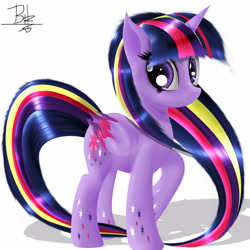 Size: 2500x2500 | Tagged: safe, artist:mrbrunoh1, twilight sparkle, twilight sparkle (alicorn), alicorn, pony, female, mare, no-line, rainbow power, smiling, solo, spitfiresparkle