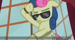 Size: 772x412 | Tagged: safe, screencap, bon bon, sweetie drops, slice of life (episode), bon bond, secret agent sweetie drops, sunglasses