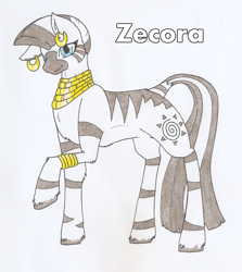 Size: 1160x1302 | Tagged: safe, artist:taibu-kettu, zecora, zebra, earring, piercing, solo, traditional art