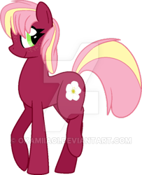 Size: 400x493 | Tagged: dead source, safe, artist:okamiiaoi, oc, oc only, oc:strawberry fields, freckles, offspring, parent:big macintosh, parent:cheerilee, parents:cheerimac, watermark