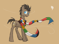 Size: 2048x1536 | Tagged: safe, artist:scoot0i0i08, doctor whooves, earth pony, pony, clothes, male, no pupils, scarf, solo, stallion, wind