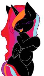 Size: 508x868 | Tagged: safe, artist:cherrelann, oc, oc only, oc:le princessa ebonia rainbowglitter rivershine, alicorn, pony, alicorn oc