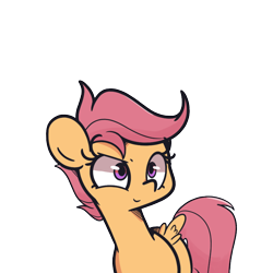 Size: 1000x1000 | Tagged: safe, artist:turtlefarminguy, scootaloo, pegasus, pony, female, filly, orange coat, solo, wings