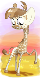 Size: 578x1121 | Tagged: safe, artist:changeling #209458, featherweight, giraffe, the one where pinkie pie knows, giraffied, pun, species swap