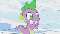 Size: 1280x720 | Tagged: safe, screencap, spike, dragon, winter wrap up, snow, solo, winter