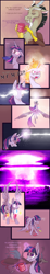 Size: 552x2981 | Tagged: safe, artist:graypaint, discord, twilight sparkle, twilight sparkle (alicorn), alicorn, pony, beam, coffee mug, comic, explosion, female, flying, glowing eyes, magic, magic blast, mare, mushroom cloud, overreaction, rapidash, rapidash twilight