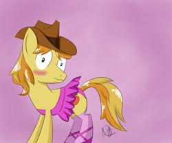 Size: 1500x1250 | Tagged: safe, artist:yuradhear, braeburn, blushing, clothes, simple background, tutu