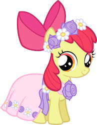 Size: 2193x2831 | Tagged: safe, apple bloom, a canterlot wedding, castle creator, clothes, dress, flower filly, official, simple background, solo, transparent background, vector