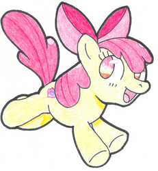 Size: 2652x2868 | Tagged: safe, artist:creamchao427, apple bloom, crusaders of the lost mark, cutie mark, solo, the cmc's cutie marks, traditional art