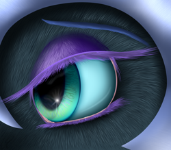 Size: 2880x2520 | Tagged: safe, artist:crazyaniknowit, nightmare moon, close-up, extreme close up, eye, lidded eyes, reflection, solo