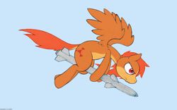 Size: 1600x1000 | Tagged: safe, artist:darkdoomer, oc, oc only, oc:patachu, pegasus, pony, missile