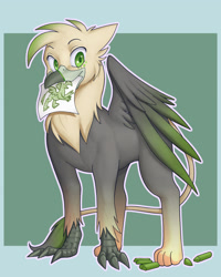 Size: 2513x3149 | Tagged: safe, artist:nauth, oc, oc only, oc:ralek, griffon, commission, drawing, feather, green eyes